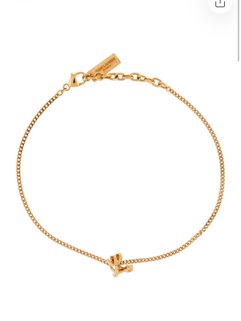 Saint Laurent Gold Mini Logo Double Chain Necklace